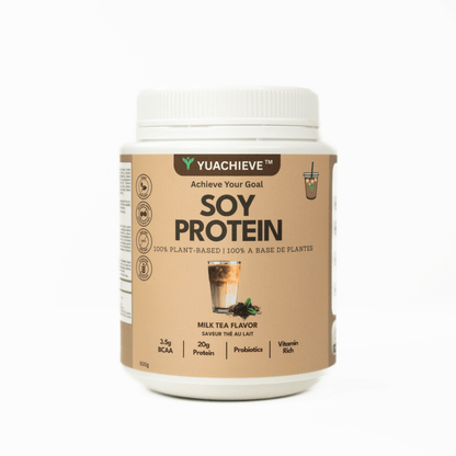 YUACHIEVE Plant - Based Milk Tea Flavored Soy Protein Powder, 20g Protein, 3.5g BCAA, with Probiotics - ＹＵＡＣＨＩＥＶＥ™ - ＹＵＡＣＨＩＥＶＥ™