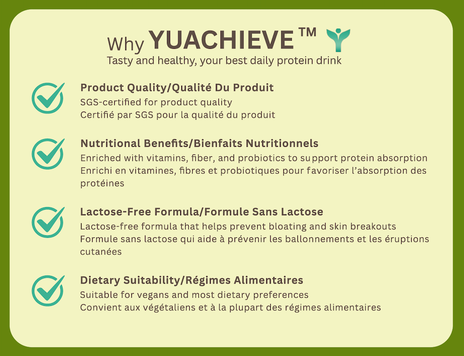 YUACHIEVE Plant-Based Matcha Latte Flavored Soy Protein Powder, 20g Protein, 3.1g BCAA, with Probiotics