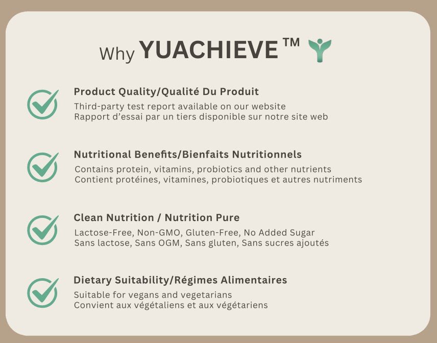 YUACHIEVE Plant - Based Milk Tea Flavored Soy Protein Powder, 20g Protein, 3.5g BCAA, with Probiotics - ＹＵＡＣＨＩＥＶＥ™ - ＹＵＡＣＨＩＥＶＥ™