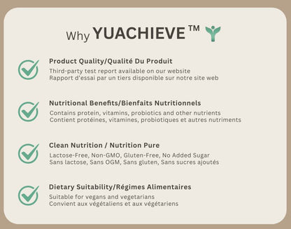 YUACHIEVE Plant - Based Milk Tea Flavored Soy Protein Powder, 20g Protein, 3.5g BCAA, with Probiotics - ＹＵＡＣＨＩＥＶＥ™ - ＹＵＡＣＨＩＥＶＥ™