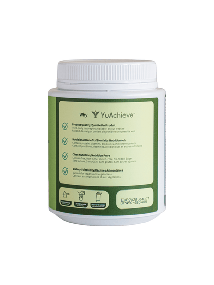 YuAchieve Protein - Plant - Based Matcha Latte Flavored Soy Protein Powder, 20g Protein, 3.1g BCAA, with Probiotics - ＹＵＡＣＨＩＥＶＥ™ - ＹＵＡＣＨＩＥＶＥ™