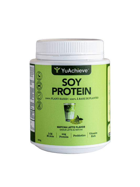 YuAchieve Protein - Plant - Based Matcha Latte Flavored Soy Protein Powder, 20g Protein, 3.1g BCAA, with Probiotics - ＹＵＡＣＨＩＥＶＥ™ - ＹＵＡＣＨＩＥＶＥ™